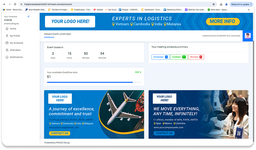 Home banner position in the virtual event platform