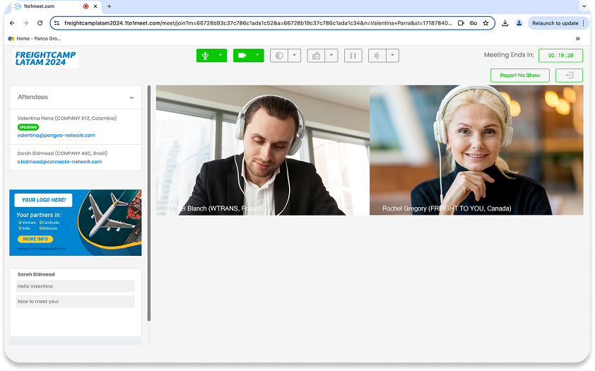 Sidebar banner alongside a virtual meeting